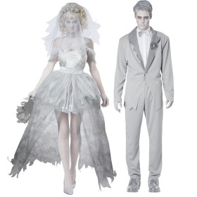 Couple Matching Halloween Vampaire Bride and Groom Cosplay Costume