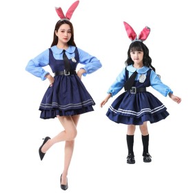 Zootopia Judy Hopps Long Sleeves Cosplay Dress For Kids & Adults 