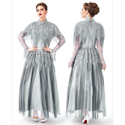Spanish Style Lolita Skeleton Ghost Bridal Dress Adult Halloween Cosplay Costume