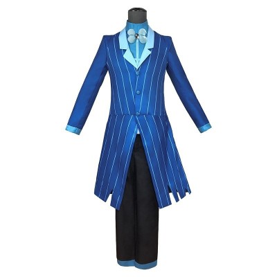 Hazbin Hotel Alastor Blue Pinstripe Suit Cosplay Costume For Halloween