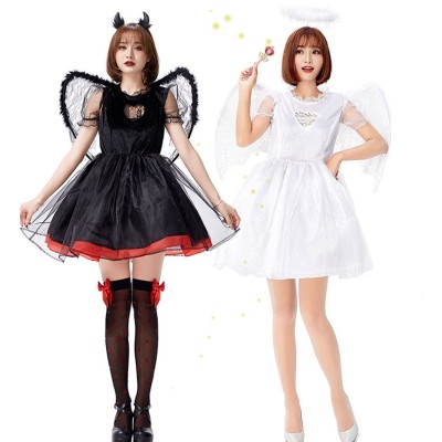 Halloween Costume Fall Black Devil & Angel Sexy Love Princess Puffy Dress