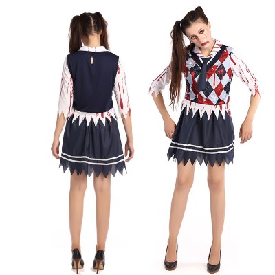 Bloodstain Student Uniform  Zombie Cosplay Costume For Halloween