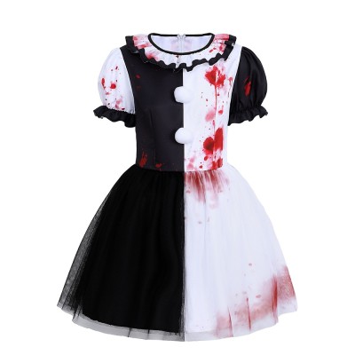 Bloody Clown Mesh Dress Cosplay Costume For Halloween