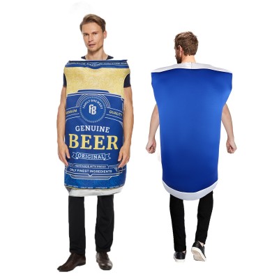 Adult Funny Spoof Blue Can of Beer Halloween Cosplay Costume