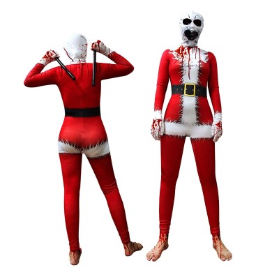 Christmas Bloodstain Clown Jumpsuit Halloween Costume