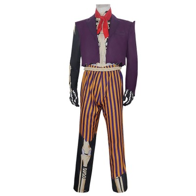 Coco Hector Rivera Cosplay Costume Skeleton Shirt With Purple Jacket And Striped Trousers