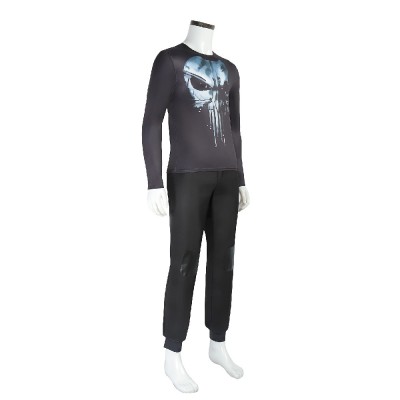Daredevil Born Again Punisher Cosplay Costume Skull Print Long Sleeve Top And Jogger Pants