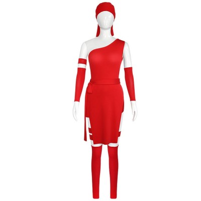Daredevil Elektra Natchios Cosplay Costume Red One Shoulder Assassin Outfit For Women