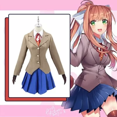 Doki Doki Literature Club Monika School Uniform Cosplay Costume