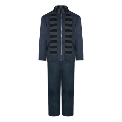 Despicable Me Gru Cosplay Costume Dark Grey Zip Jacket, Pants And Striped Scarf