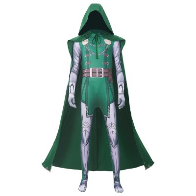 Doctor Doom Cosplay Costume Avengers Doomsday Hooded Cape Suit And Mask Sets For Adults And Kids