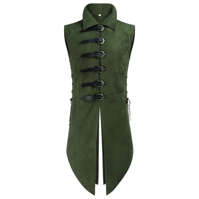 The Hobbit Elf Cosplay Costume Long Faux Suede Vest In Green Or Black With Belt And Bracers Option