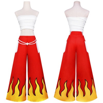 Fairy Tail Erza Scarlet Cosplay Costume Heart Kreuz Flame Pants With White Chest Wrap