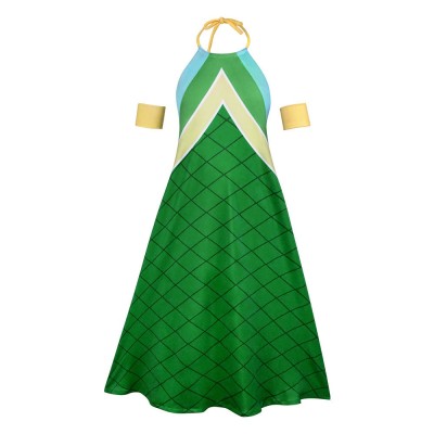 Fairy Tail Wendy Marvell Cosplay Costume Green Halter Dress With Gold Armbands