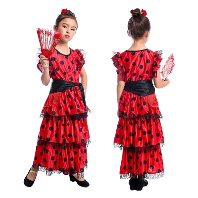 Spanish Girls' Traditional Flamenco Dancers' Exotic Costumes
