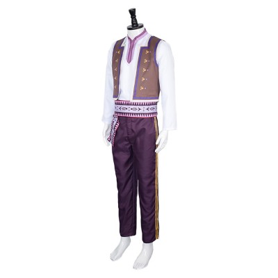 Frozen Kristoff Cosplay Costume Purple Embroidered Vest White Shirt Sash And Trousers For Men And Kids