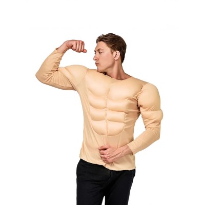 Funny Adult Muscle Costume Halloween Cosplay Fake Abs T-shirt