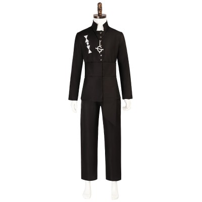 Ghost Band Nameless Ghoul Aether Cosplay Costume Black High-Collar Suit With Trousers, Belt And Symbol Pendant