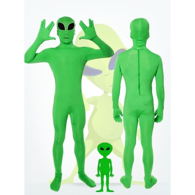 Halloween Green Alien Cosplay Jumpsuit Costume For Kids & Adults
