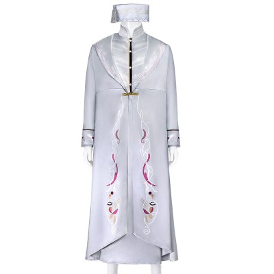 Harry Potter Albus Dumbledore Cosplay Costume White Printed Wizard Robe With Undershirt And Hat