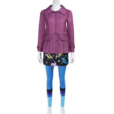 Harry Potter Luna Lovegood Cosplay Costume Pink Plaid Jacket Star Print Skirt Striped Leggings And Spectrespecs For Adults And Kids