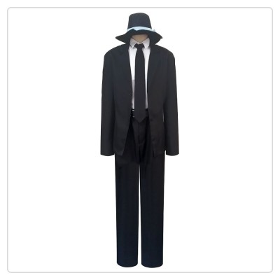 High-Rise Invasion Sniper Mask Cosplay Costume Black Suit With Fedora Men's And Women's