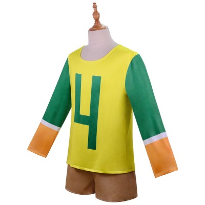 Hotel Transylvania Dennis Cosplay Costume Yellow Number 4 Soccer Jersey With Brown Shorts