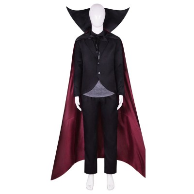 Hotel Transylvania Dracula Cosplay Costume Black Suit With High Collar Red Lined Cape