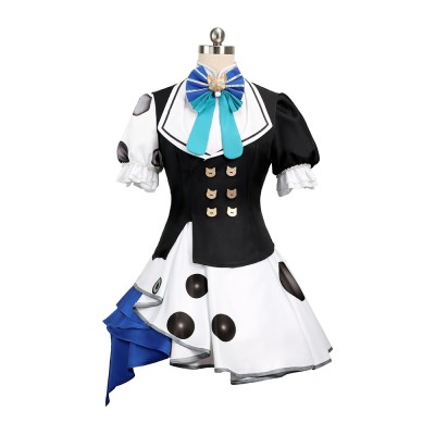 Identity V Little Girl Young Poet Cosplay Costume Black And White Polka Dot Dress Set