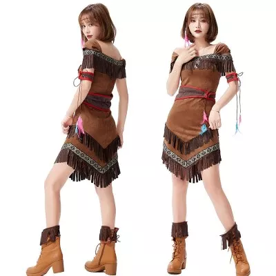 Halloween Rave Costume Easter Indian Fringe Dress For Adult