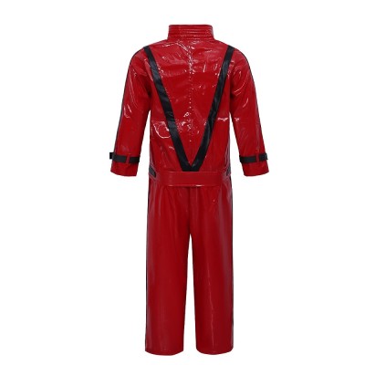 Kids Michael Jackson Red Leather Cosplay Costume For Halloween