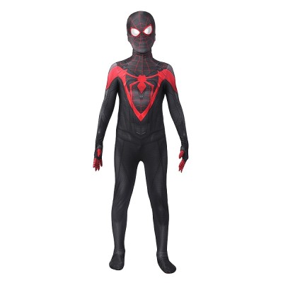Kids Spider-Man Miles Morales PS5 Suit Cosplay Jumpsuit With Hood