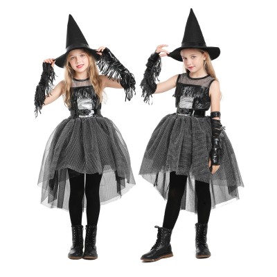 Halloween Costumes Children's Black Gothic Style Raven Witch Cosplay Costume