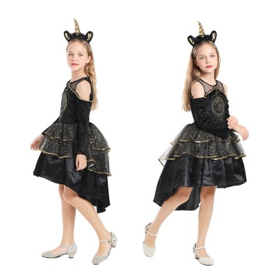 Children's Halloween Costume Gothic Puffy Unicorn Witch Cosplay Costume