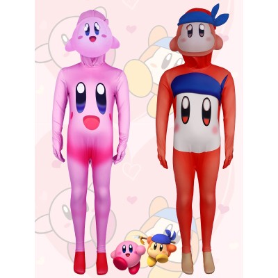 Star Kirby & Bandana Waddle Dee Onesie Halloween Cosplay Costume For Kids