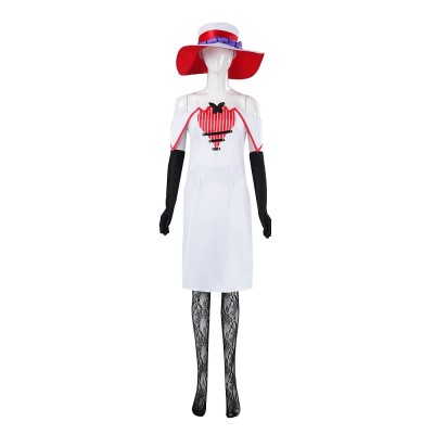 Hazbin Hotel Lilith Morningstar White Dress Cosplay Costume For Halloween