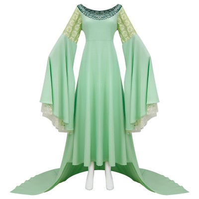 The Lord Of The Rings Arwen Cosplay Costume Green Elven Dress With Optional Crown