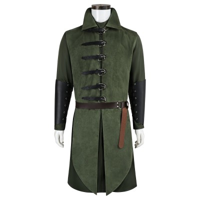 The Lord of the Rings Elf Ranger Cosplay Costume Green Suede Buckle Jerkin And Tunic