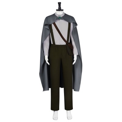 The Lord of the Rings Samwise Gamgee Cosplay Costume Grey Elven Cloak With Leaf Brooch