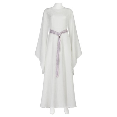 The Lord Of The Rings Galadriel Cosplay Costume White Elven Gown With Woven Belt