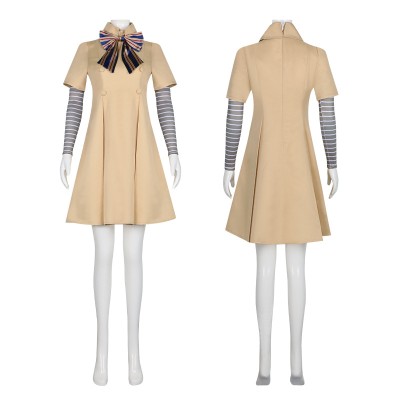 Kids M3GAN Doll Dress Costume with Bow and Sleeves