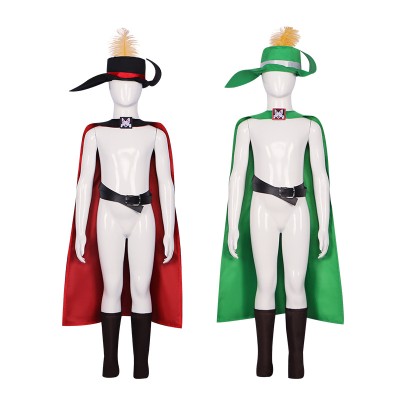 Kids Puss in Boots Cosplay Costume Cape Hat Belt Set