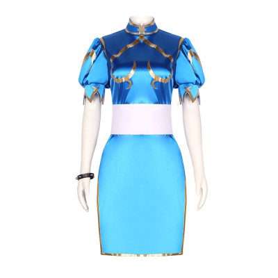 Street Fighter Chun-Li Blue Qipao Cosplay Costume