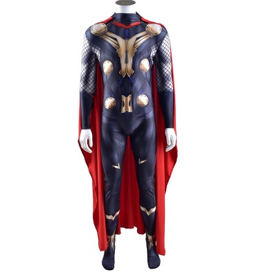 Marvel Thor Cosplay Jumpsuit With Red Cape Costume For Adults And Kids