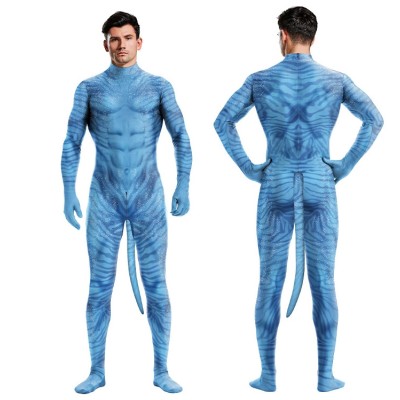  Avatar The Way of Water Men's Jumpsuit With Tail For Adult Halloween Costume