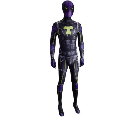 Spider-Man Miles Morales Purple Reign Suit Cosplay Jumpsuit With Mask For Men Women And Kids