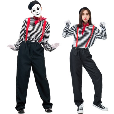 Halloween Burlesque Costume Mime Actor Couple Clown Costume