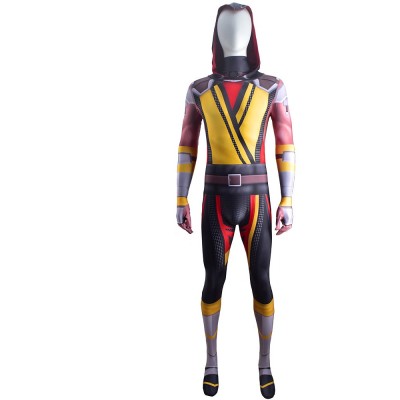 Mortal Kombat 11 Scorpion Cosplay Bodysuit Yellow Ninja Suit With Attached Hood Men Women And Kids