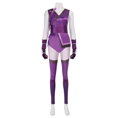 Mortal Kombat 11 Mileena Cosplay Costume Purple Outfit With Shawl Gloves Belt And Mask