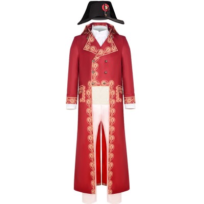 Napoleon 2023 Film Cosplay Costume Red Blue Or Beige Military Coat With Bicorne Hat Or Full Set With Shirt Vest And Pants